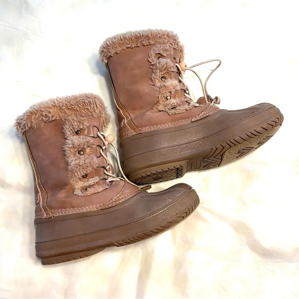 London Fog Collection Winter Snow boots Pink with pink faux fur SZ 3. Worn once